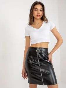 Black skirt made of eco-leather