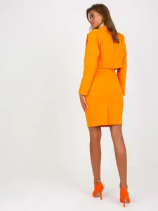 Elegant orange pencil skirt with slit