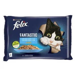 FELIX Fantastic cat Multipack losos&platesa v želé kapsičky pre mačky 4x85g