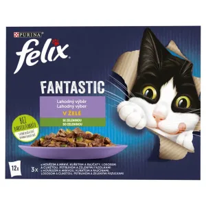 FELIX Fantastic Multipack 6(12x85g) hovädzie s mrkvou/ kura s rajčinami/ losos s cuketou/ pstruh so zel. fazuľ. v želé
