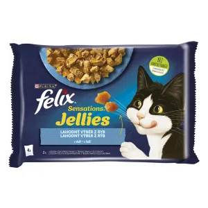 FELIX Sensations cat Multipack losos, krevety&treska a paradajka v želé kapsičky pre mačky 4x85g