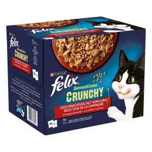 Felix Sensations Crunchy Crumbles 20 x 85 g + 80 g Topping - kuracie, hovädzie, králičie, jahňacie