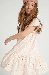 Dievčenské bavlnené šaty Femi Stories béžová farba, mini, rovný strih #233522