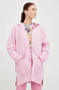 Mikina Femi Stories Lovin dámska, ružová farba, s kapucňou, vzorovaná