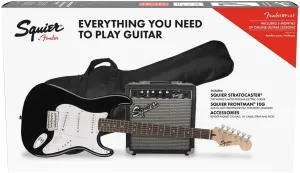 Fender Squier Stratocaster Pack, Laurel Fingerboard, Black, Gig Bag