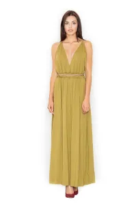Figl Woman's Dress M483 Light Olive #2834812
