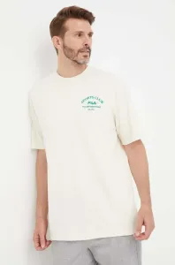 Bavlnené tričko Fila béžová farba, jednofarebný