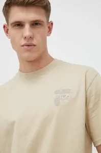 Bavlnené tričko Fila béžová farba, s potlačou