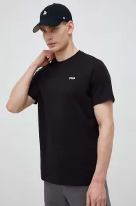 Bavlnené tričko Fila čierna farba, jednofarebné #7511506