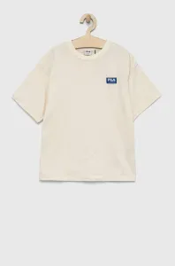 Detské bavlnené tričko Fila béžová farba, s nášivkou #9187637