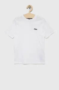 Detské bavlnené tričko Fila biela farba, s potlačou
