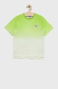 Detské bavlnené tričko Fila zelená farba, vzorovaný #7159136