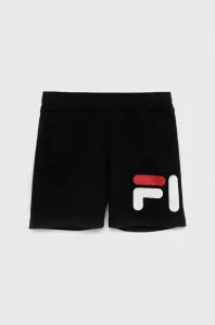 Detské krátke nohavice Fila čierna farba, s potlačou, nastaviteľný pás #7511372