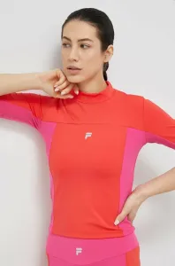 Tréningové tričko Fila Riva červená farba, s polorolákom