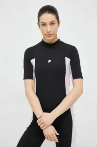 Tréningové tričko Fila Riva čierna farba, s polorolákom #8834735