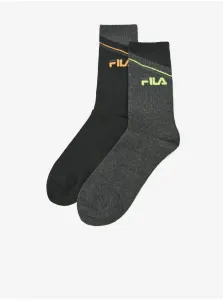Sada dvoch párov pánskych vzorovaných ponožiek v šedo-čiernej farbe FILA #728746