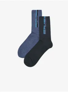 Sada dvoch párov pánskych vzorovaných ponožiek v modrej farbe FILA #728758