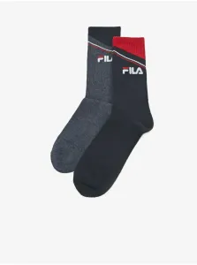 Sada dvoch párov pánskych vzorovaných ponožiek v šedej a tmavomodrej farbe FILA #728763