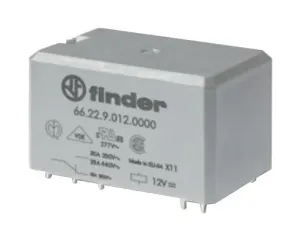 Finder 662290120600 Power Relay, Dpst-No, 12Vdc, 30A, Tht