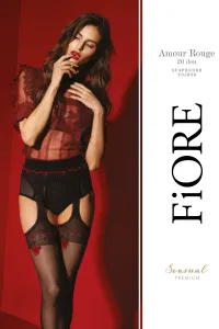 Vzorované pančuchové nohavice Fiore Amour Rogue 20 DEN Čierno-červená 4-L