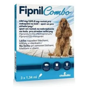 Fipnil Combo DOG 134mg / 120,6mg spot-on pipety proti kliešťom a blchám pre psy 3 x 1,34ml