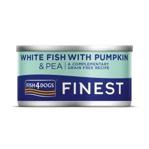 FISH4DOGS Konzerva pre psov Finest biela ryba s tekvicou a hráškom 85 g