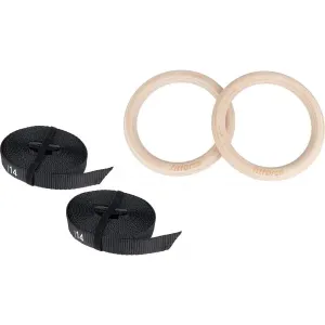 Fitforce GYM RING SET Drevené kruhy, čierna, veľkosť