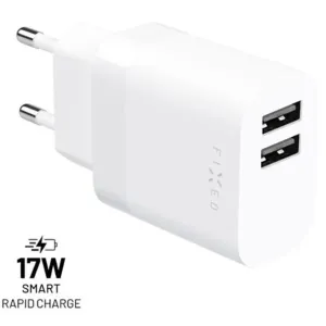 FIXED Sieťová nabíjačka s 2 x USB Smart Rapid Charge, 17 W, biela FIXC17N-2U-WH