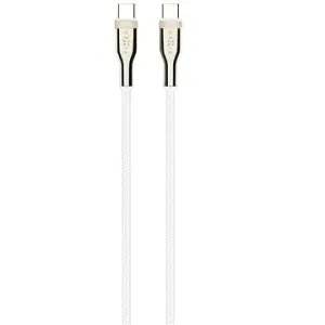FIXED Cable USB-C/USB-C a podporou PD 0.5m USB 2.0 100W pletený biely