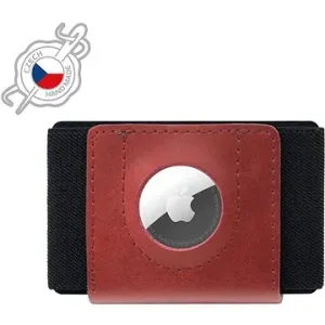 FIXED Tiny Wallet for AirTag z pravej hovädzej kože červená