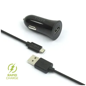 FIXED Autonabíjačka USB s káblom USB/micro USB, 1 m, 12 W, čierna FIXCC-UM-BK