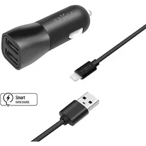 FIXED s 2× USB výstupom a USB/Lightning kábel 1 meter MFI certifikácia 15 W Smart Rapid Charge čierna