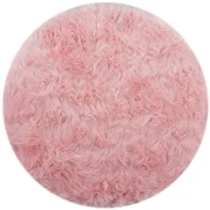 Kusový koberec Faux Fur Sheepskin Pink kruh Rozmery kobercov: 120x120 (priemer) kruh
