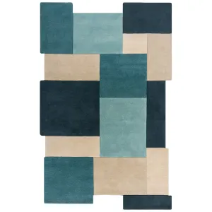 Ručne všívaný kusový koberec Abstract Collage Teal Rozmery kobercov: 120x180