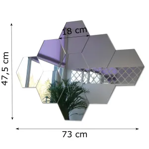 Dekoratívne zrkadlá Hexagon sada 9 kusov