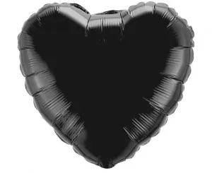Flexmetal Fóliový balón Srdce - Čierne 43 cm