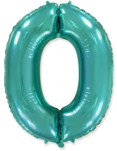 Balónové fóliové číslice tyrkysové (Tiffany) 115 cm - 0 - Flexmetal