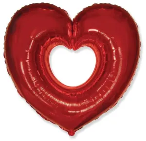 Fóliový balón srdce červený 90 cm - Flexmetal