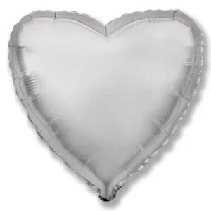 Balón fóliový 45 cm srdce strieborné – Valentín/svadba