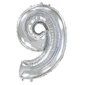 Balón fóliový číslica strieborná – silver 102 cm – 9