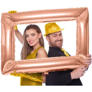 Fóliový balónik – selfie rámček – fotokútik – rose gold – 85 × 60 cm