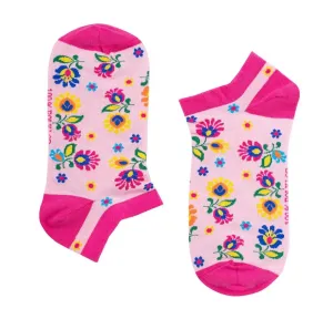 Folkstar Woman's Socks Short Pink/Flowers #9126506