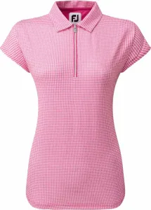 Footjoy Houndstooth Print Cap Sleeve Womens Polo Shirt Hot Pink L