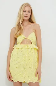 Šaty For Love & Lemons žltá farba, mini, áčkový strih #253371