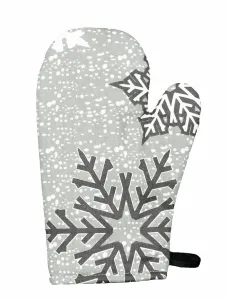 Forbyt Vianočná kuchynská chňapka s magnetom Vločky sivá, 18 x 28 cm