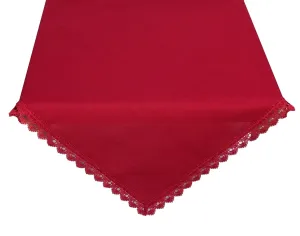 Obrus celoročný, Dorka s čipkou, červený 40 x 140 cm