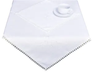 Obrus celoročný, Enora s čipkou, biely 40 x 140 cm
