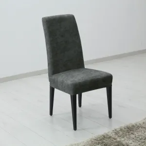 Poťah elastický na celú stoličku, komplet 2 ks Estivella odolnýproti škvrnám, tmavo šedá
