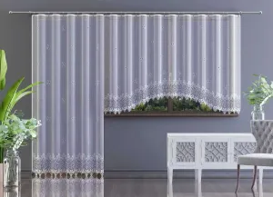 Hotová záclona alebo balkónový komplet, Amanda, biela 380 x 180 cm