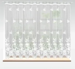 Záclona žakárová alebo balkónový komplet, Florella metráž, biela 150 cm